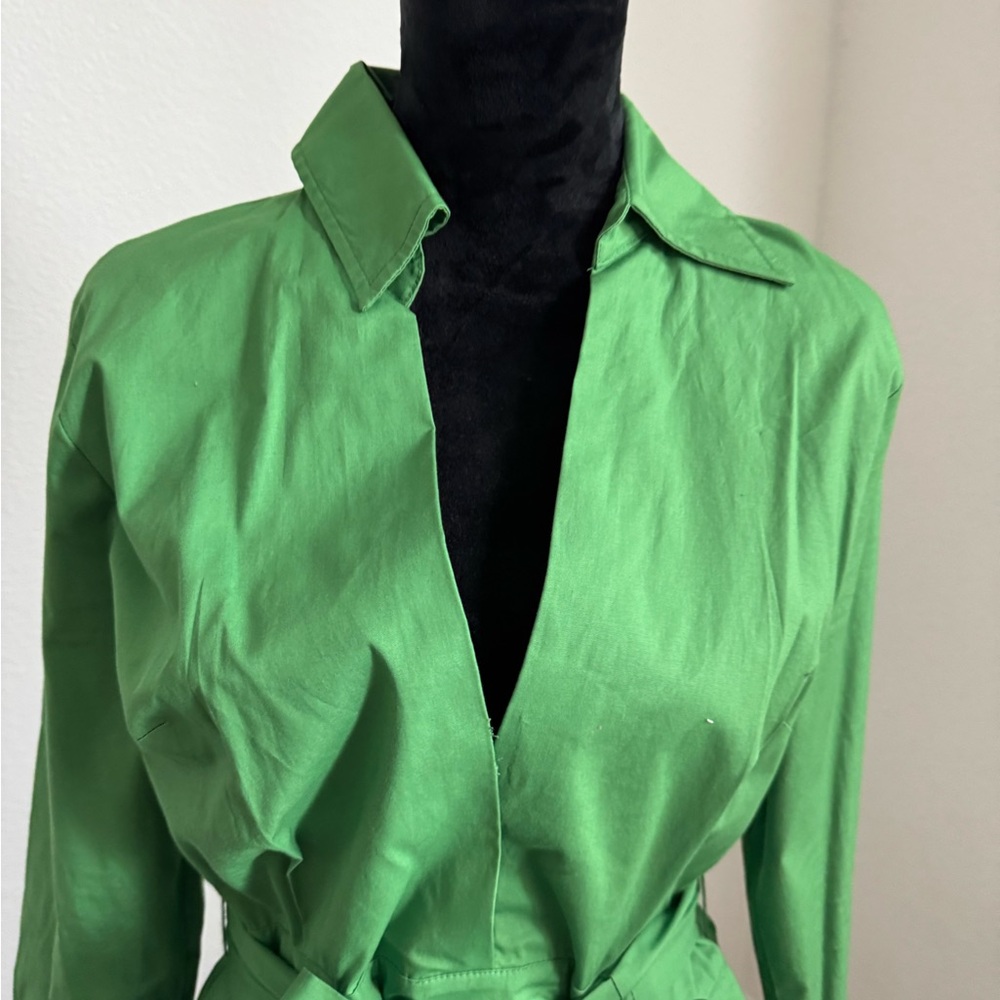 eShakti Vibrant Green Long Sleeve Dress - Picture 4 of 5